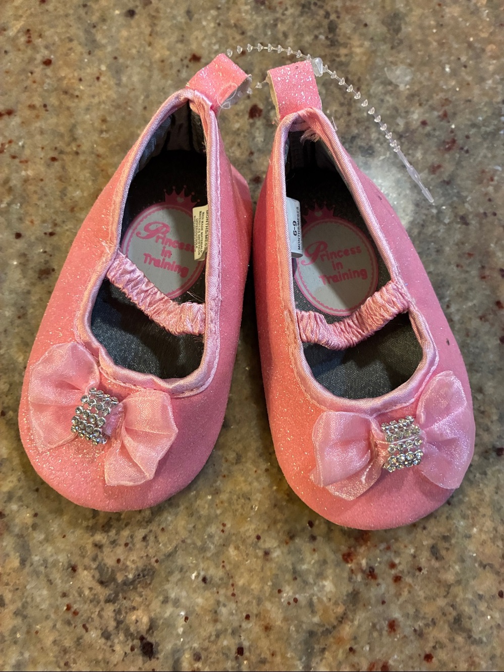 Princess In Training Babies Pink Sparkly Ballet Shoes, Size: 6-9 mo
